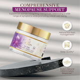 Suplemento de equilibrio hormonal con Black Cohosh, Maca y Basil para menopausia