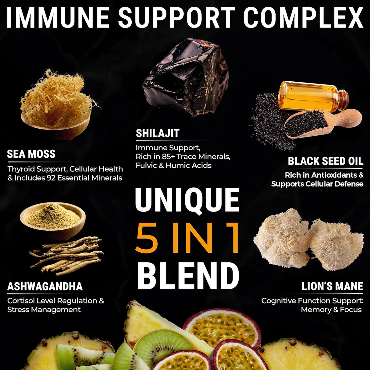 Gomitas de Shilajit Orgánico con Alga Sea - Inmunidad