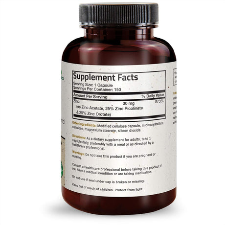 Suplemento Zinc Triple Action 30mg  apoyo inmunológico 150u