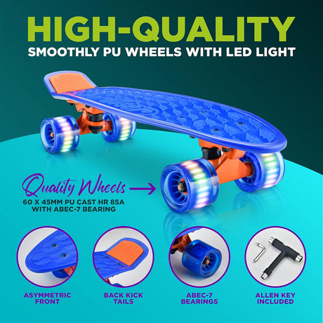 Skateboards o patineta azul para niños Hurtle HCSK103