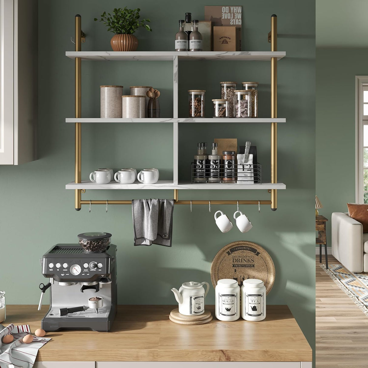 Estanterías de cocina Bestier, flotantes, 3 niveles, modelo 41.5