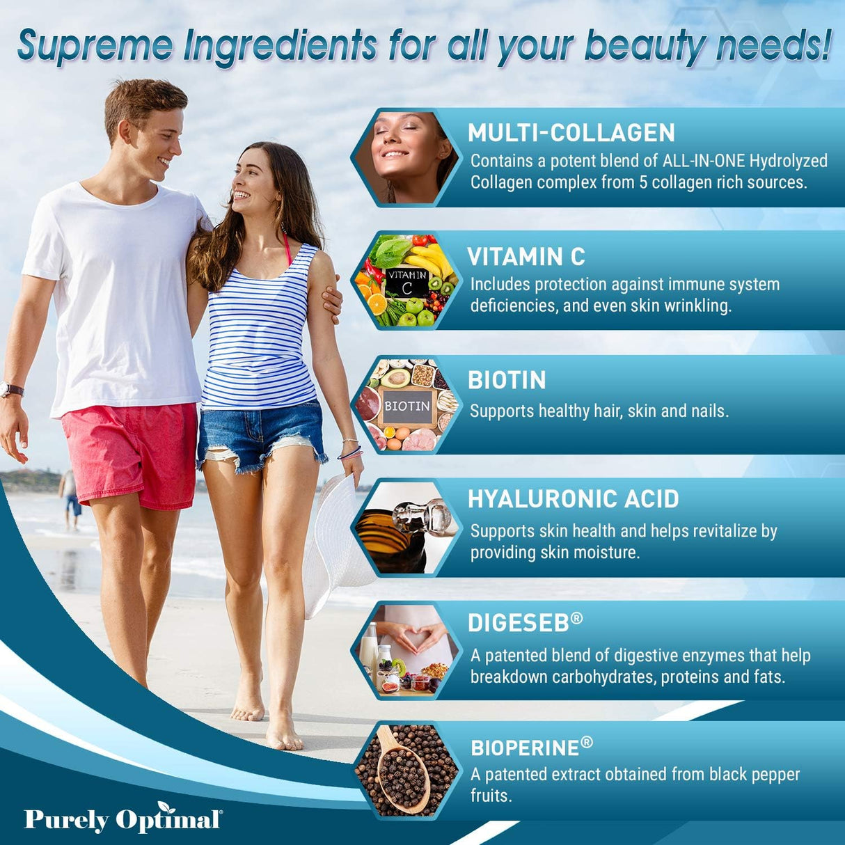 Collagen Multi Peptides Pills, belleza y salud, 120 cápsulas
