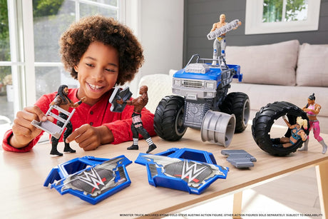 Mattel Figura y Vehículo WWE Wrekkin Slam Crusher Camión Monstruo con 8 Piezas