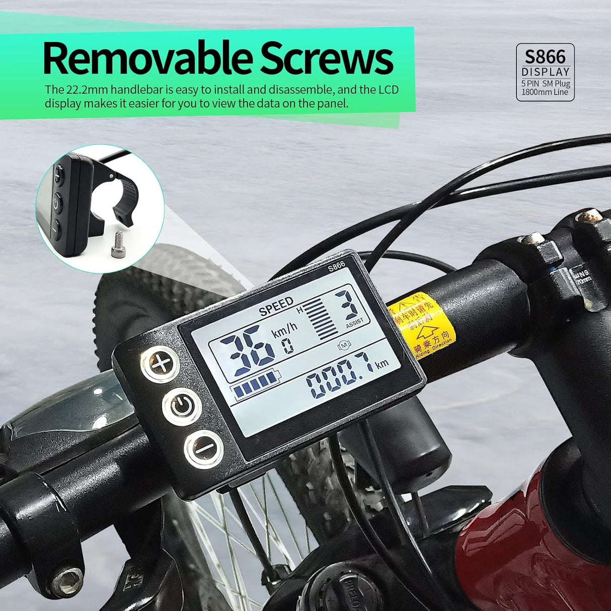 Kit de Conversión EBike 1000W, Controlador Brushless 30A, S866