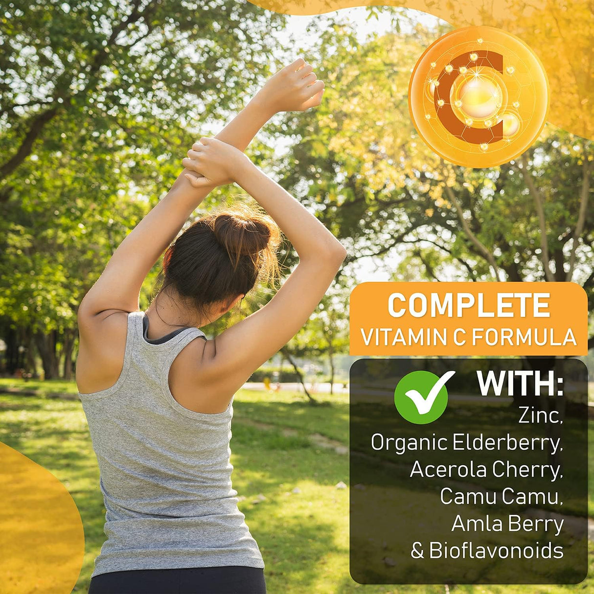 Suplementos Vitamina C liposomal con cápsulas de zinc 180 un