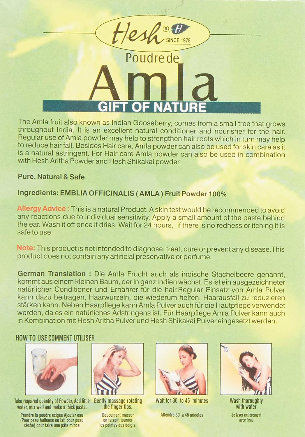 Polvo de Amla 100% Natural Hesh Pharma 100 g (3.6 oz)