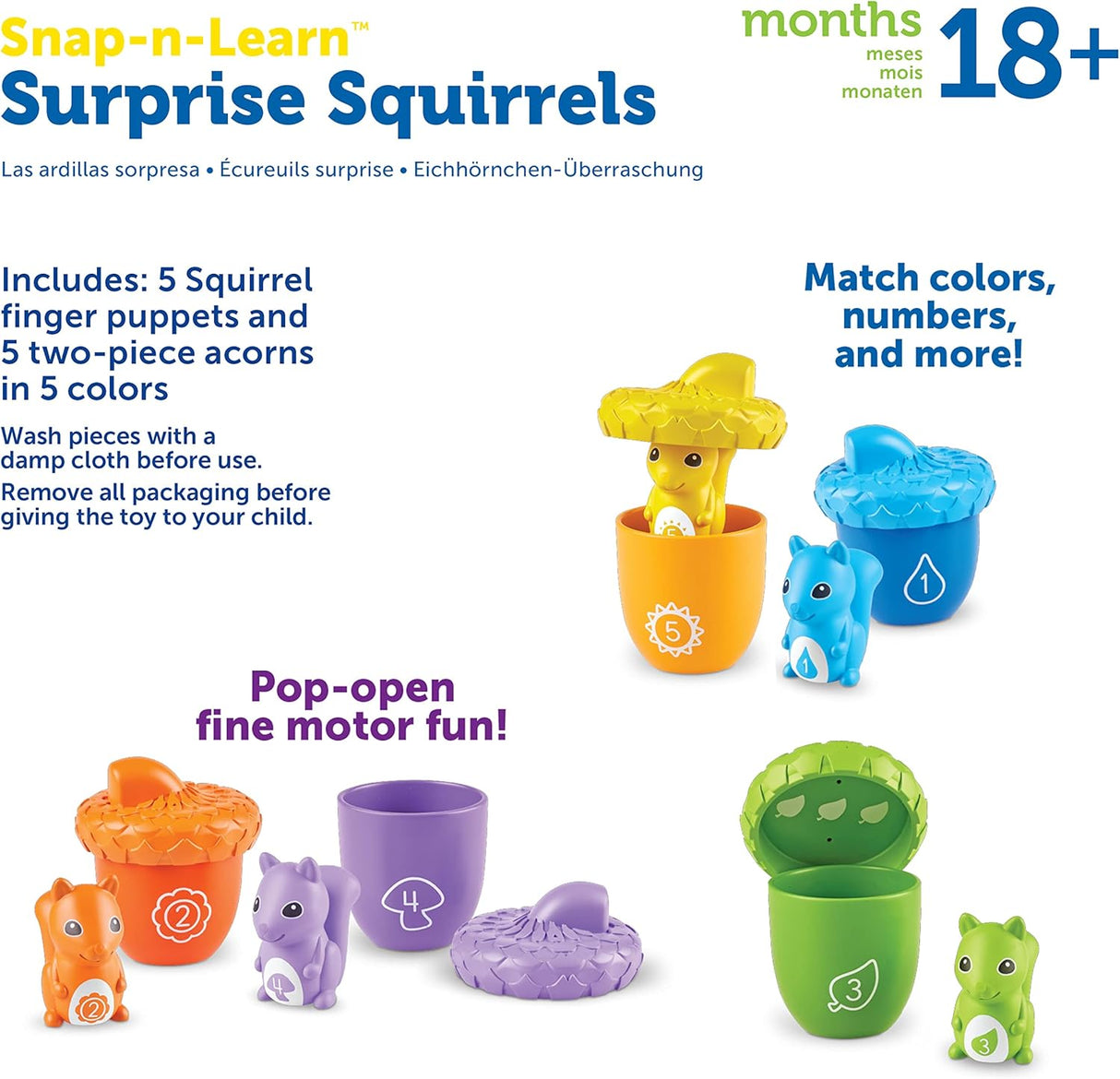 Sorpresas de Ardillas, Learning Resources, 15 Piezas, 18+ Meses