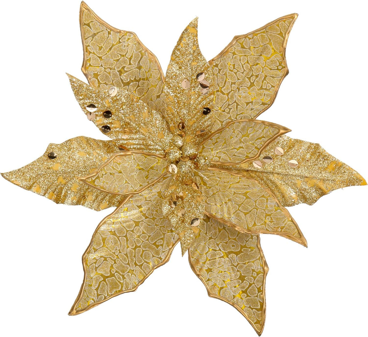 Flores Poinsettia Artificial Briful, Set de 4, 12'' Grandes