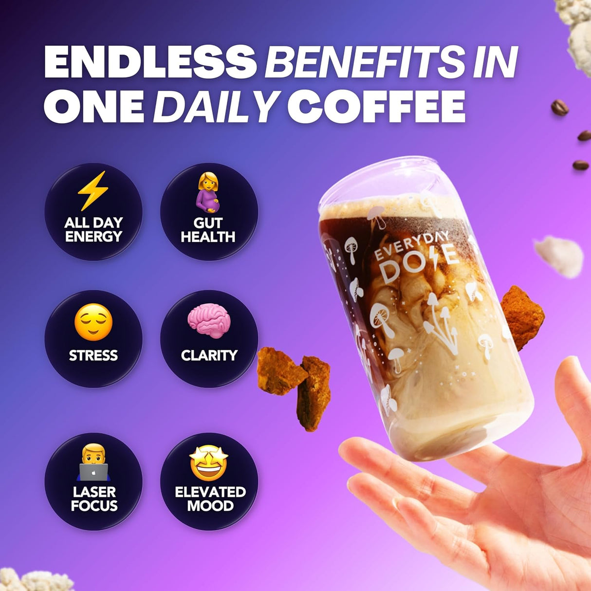Café de Hongos Everyday Dose con Colágeno y L-Theanine 30 Serv.