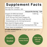 Suplemento Aceite de orégano de semilla negra 7,500 mg 360u