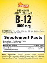 Sundance B-12 Methylcobalamin 1000 mcg 150 Tabletas Veganas