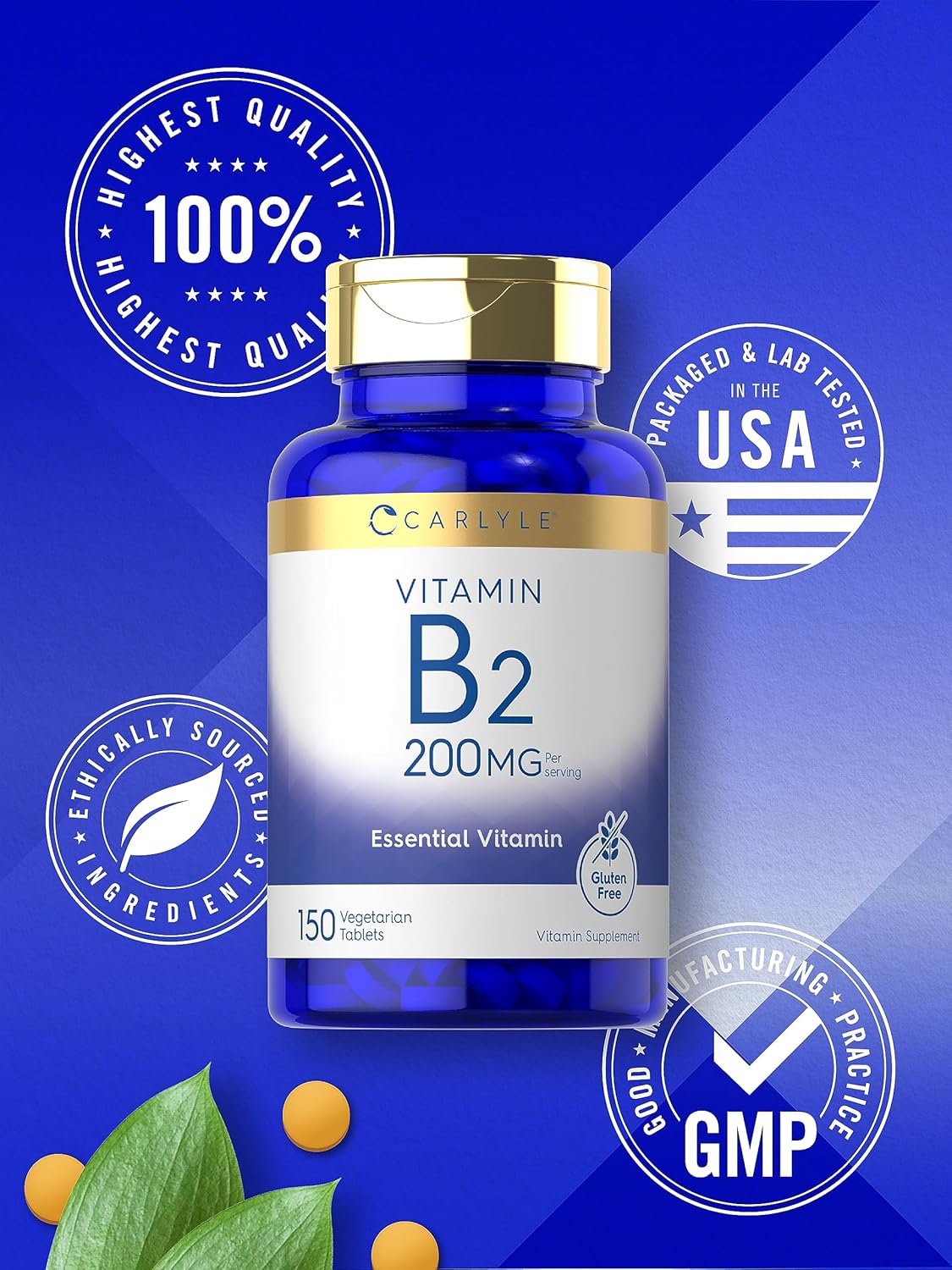 Suplemento Vitamina B-2  Riboflavina  200 mg  150 tabletas
