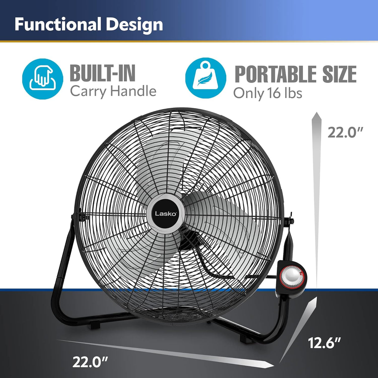 Lasko Ventilador de Alta Velocidad, Montaje Rápido, 2264QM