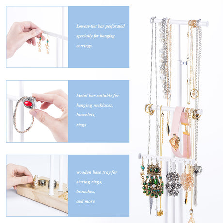 Almacenamiento para collares Pulseras Pendientes Madera
