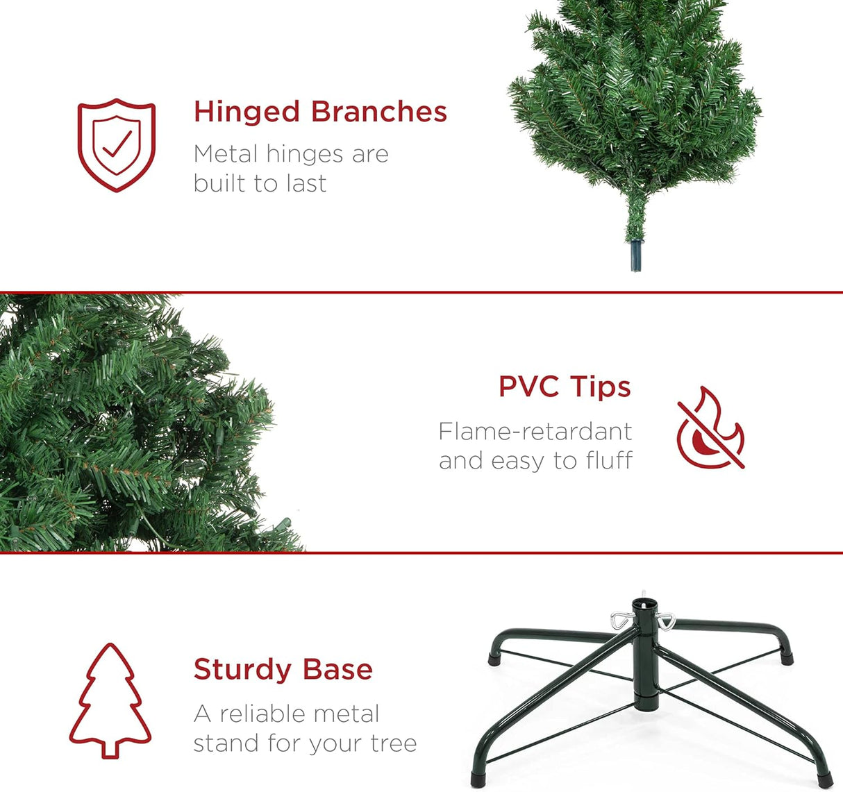 Árbol de Navidad artificial de 6ft con 798 puntas y base plegable