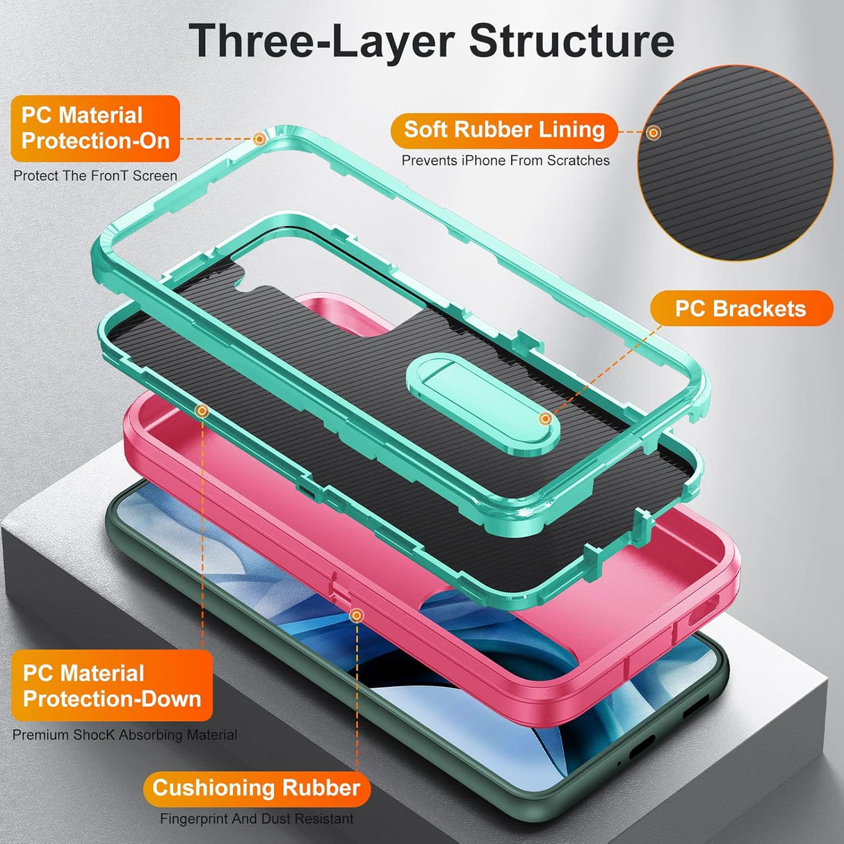BaHaHoues Funda para Samsung Galaxy S22, Samsung S22 con soporte integrado, a prueba de golpes, polvo y caídas, de grado militar, funda protectora para Galaxy S22 5G de 6.1 pulgadas (rosa/azul aguamarina)