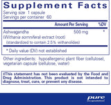Suplemento Pure Encapsulations Ashwagandha  adaptógeno 60 un