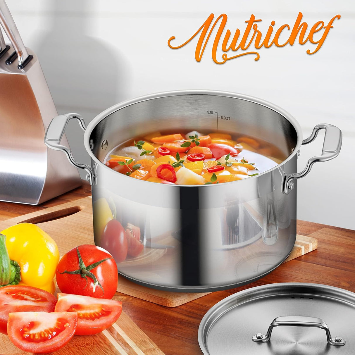 Olla de acero inoxidable de 5 cuartos NUTRICHEF NCSPT5Q