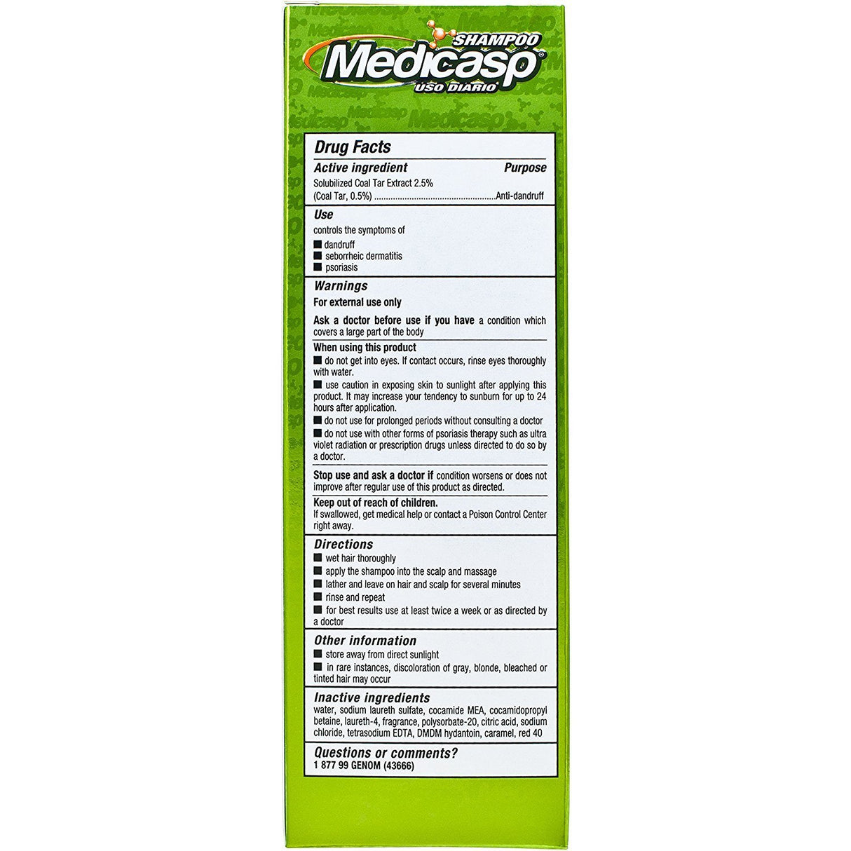 Champú para la caspa en gel de alquitrán y carbón Medicasp