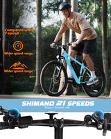 Bicicleta Eléctrica Racer 21 Velocidades 750W MTN 375Wh E-MTB