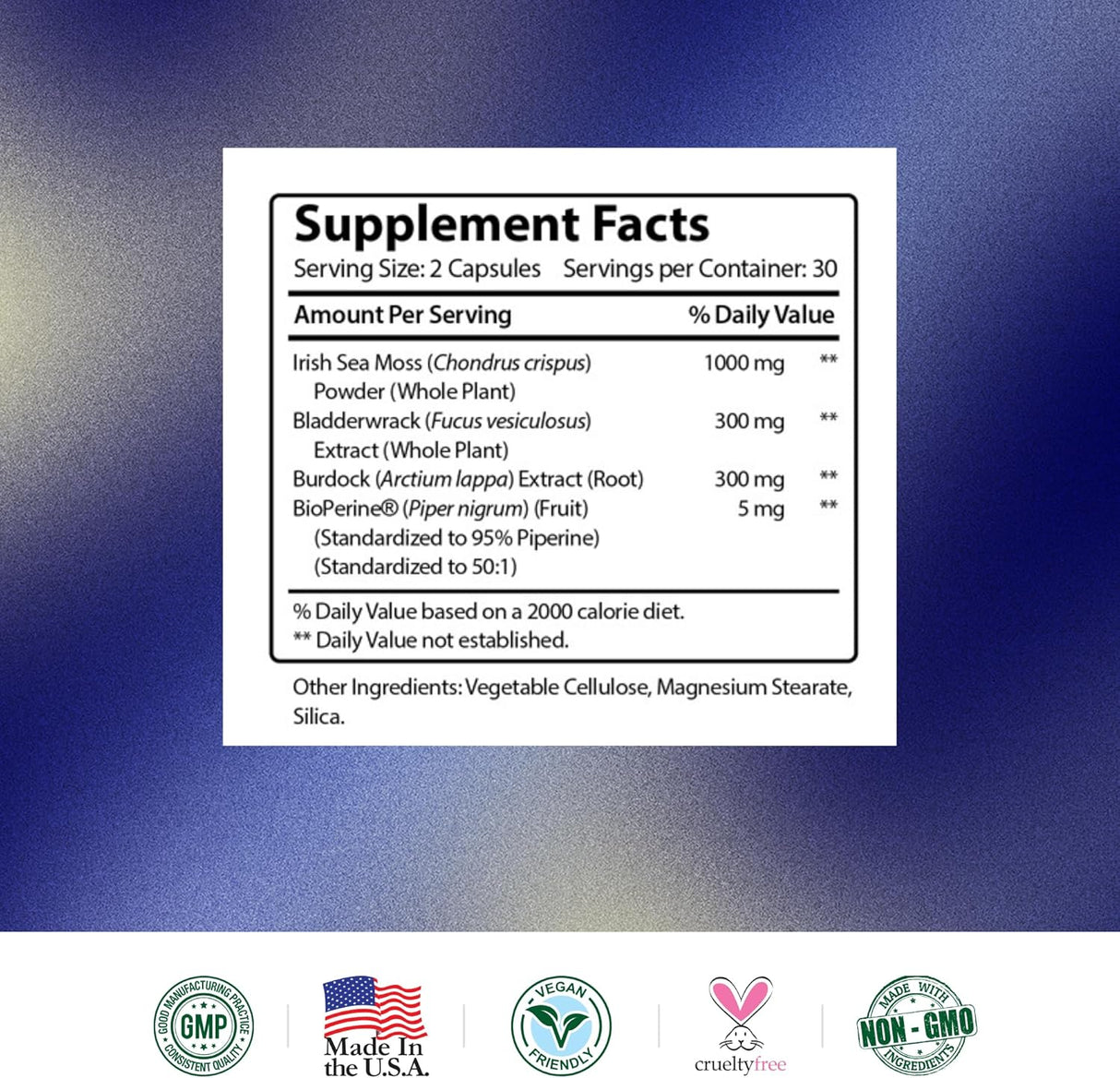 Irish Sea Moss, Research Verified, Prebiotics, 60 Cápsulas