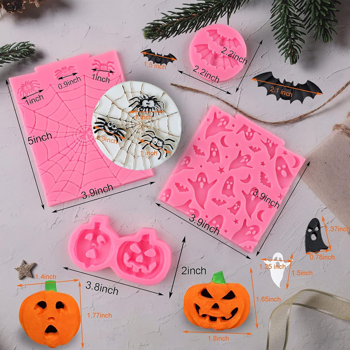 Moldes Silicona Halloween 7 Piezas para Pasteles y Chocolates