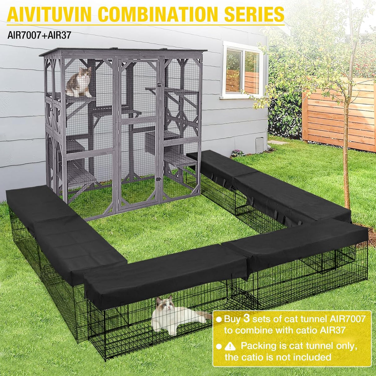 Casa para gatos Aivituvin, gran entrada, 71 pulgadas, exterior