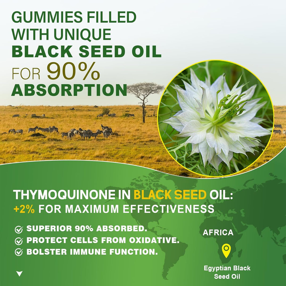 Gummies de Semilla de Nigella NEVISS, Colágeno y Biotina 500mg