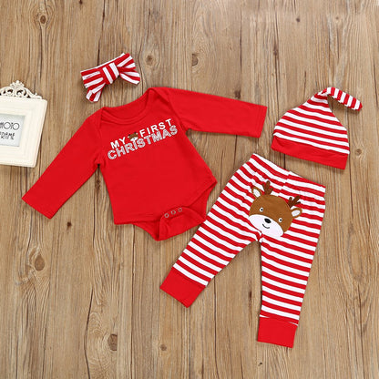 Conjunto de traje de Navidad de 4 piezas Baby Girls