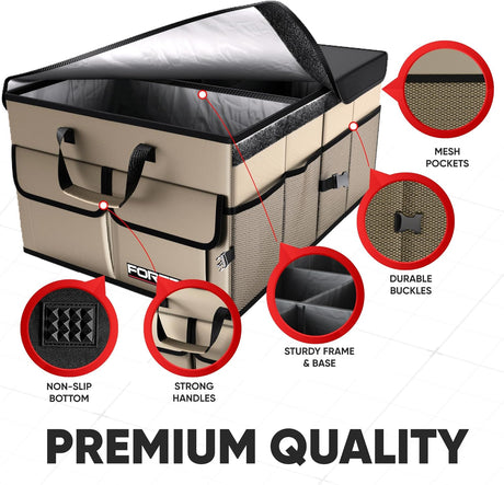 Organizador de Maletero FORTEM, Colapsable 65L, Antideslizante