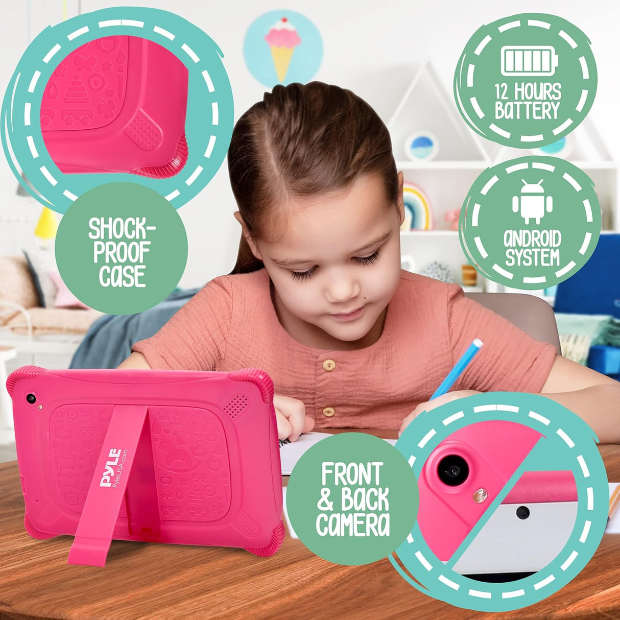 Tablet para niños con lápiz capacitivo de 7 pulgadas Pyle
