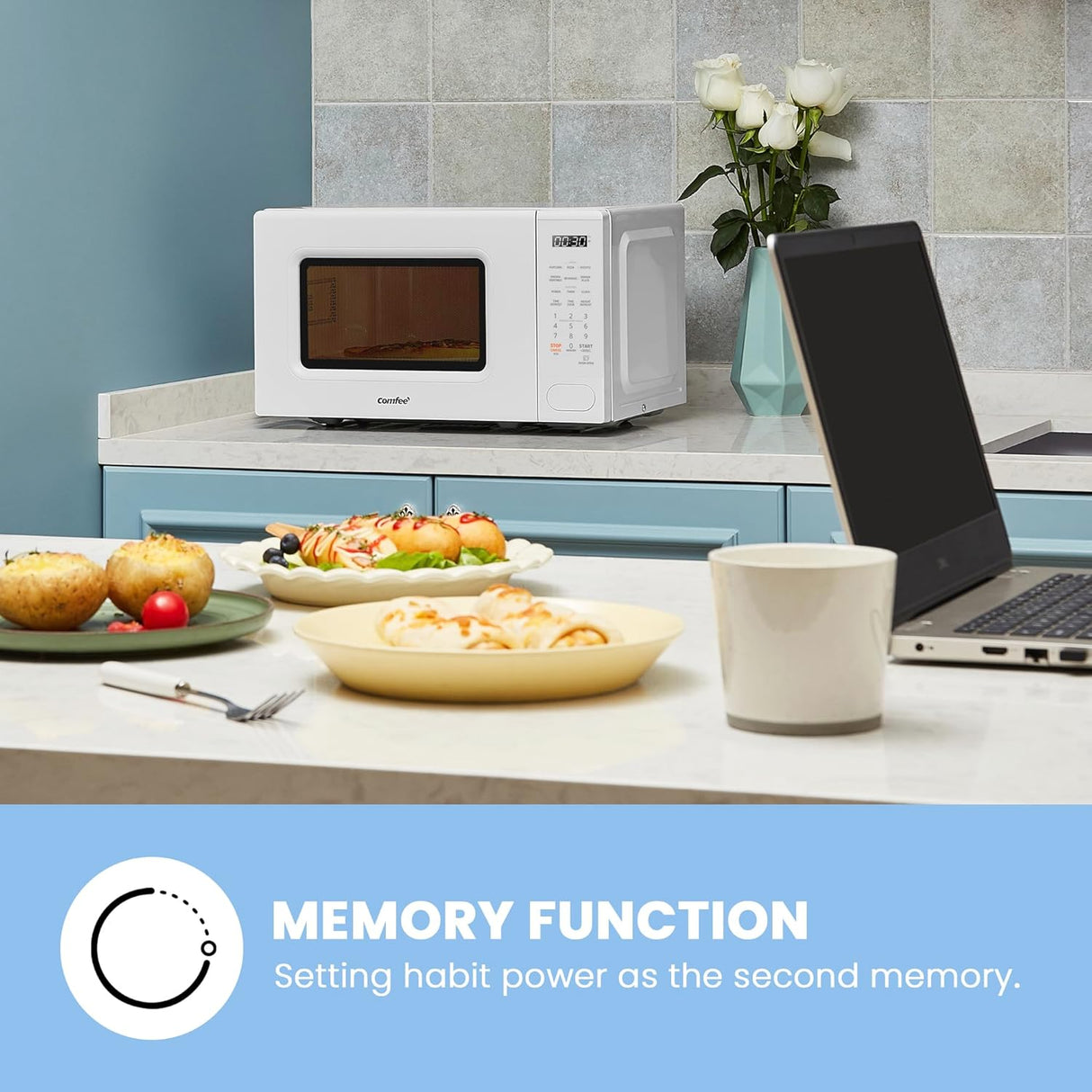 Microondas COMFEE CMO-C20M1WH, 11 niveles, 700W, funciones rápidas