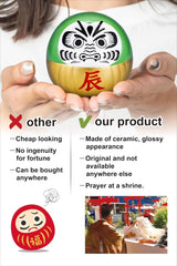 Muñeco Daruma Dragón Japonés 3.15 x 3.15 x 2.75 Decoración Feng Shui