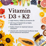 Vitalitown Vitamina D3 K2 Suplemento 90 cáp. Non-GMO