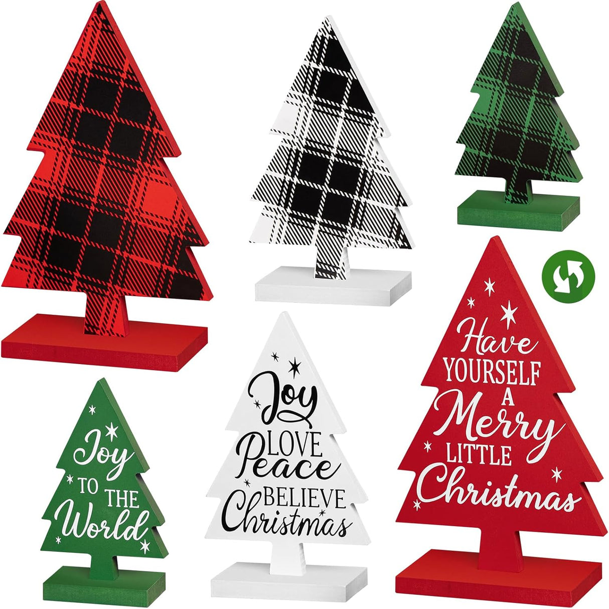 3 Pcs Árboles de Navidad de Madera, Decoración Rustica