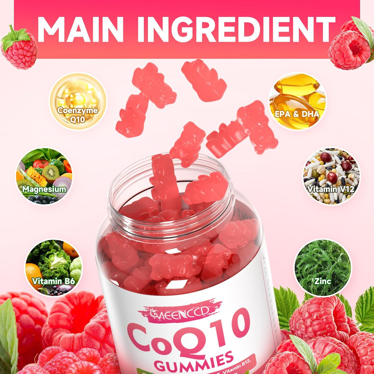 Gummies CoQ10 Libre de Azúcar 250mg, Vegan 120 unidades