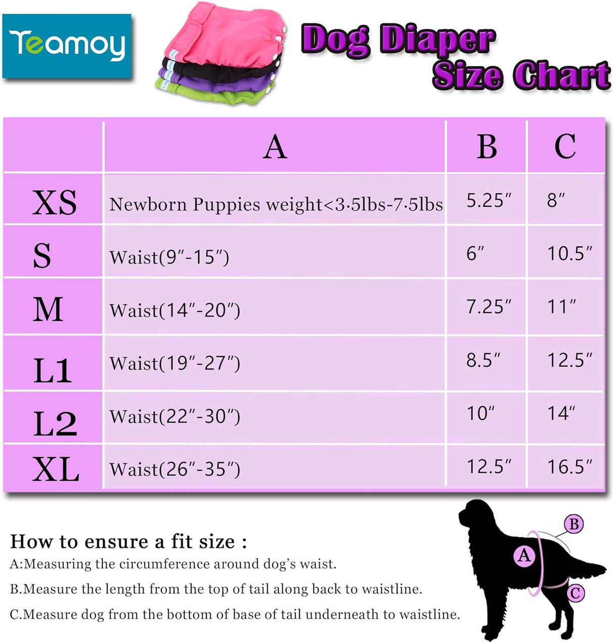 Teamoy – Pañales lavables para perros hembras, reutilizables, súper absorbentes y cómodos