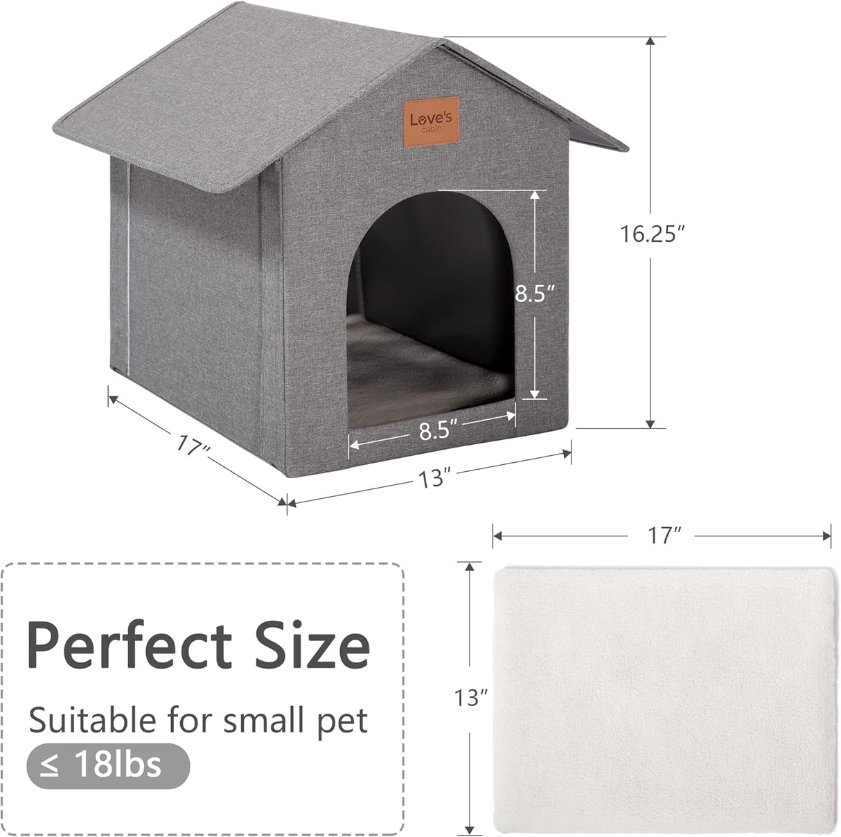 Casa para gatos Love's Cabin, aislada y resistente al clima.