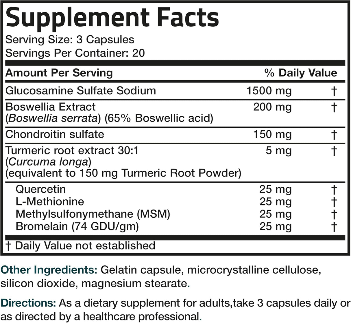 Bronson Suplemento Articular con Glucosamina y Cúrcuma 60 Caps