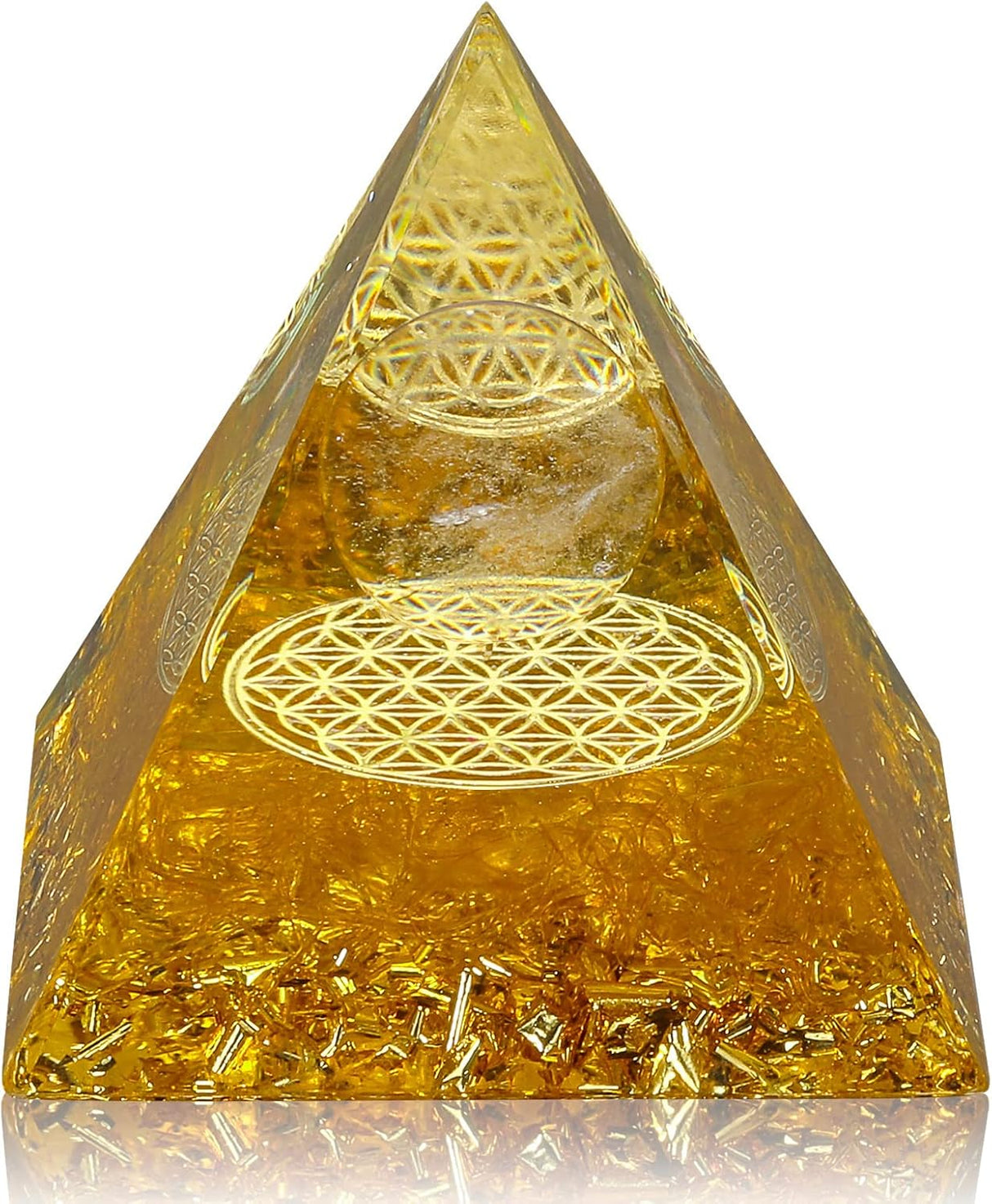 Pirámide de cristales de orgón para energía positiva, piedras