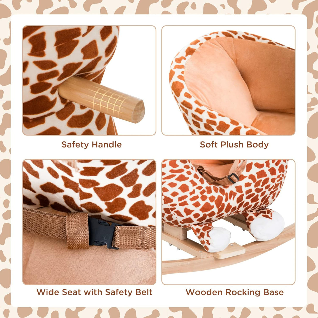 Juguete de caballito de peluche Qaba, giraffe, 18-36 meses