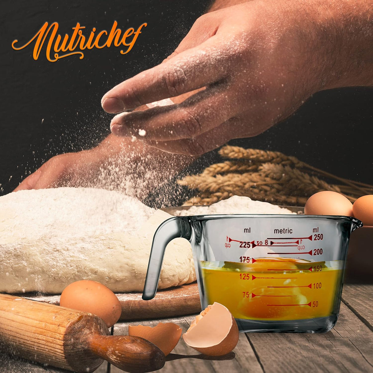 Vaso medidor de vidrio NutriChef 8.5 oz NutriChef