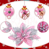 Flores Poinsettia Artificiales, Decoración Navideña, 36 Pcs
