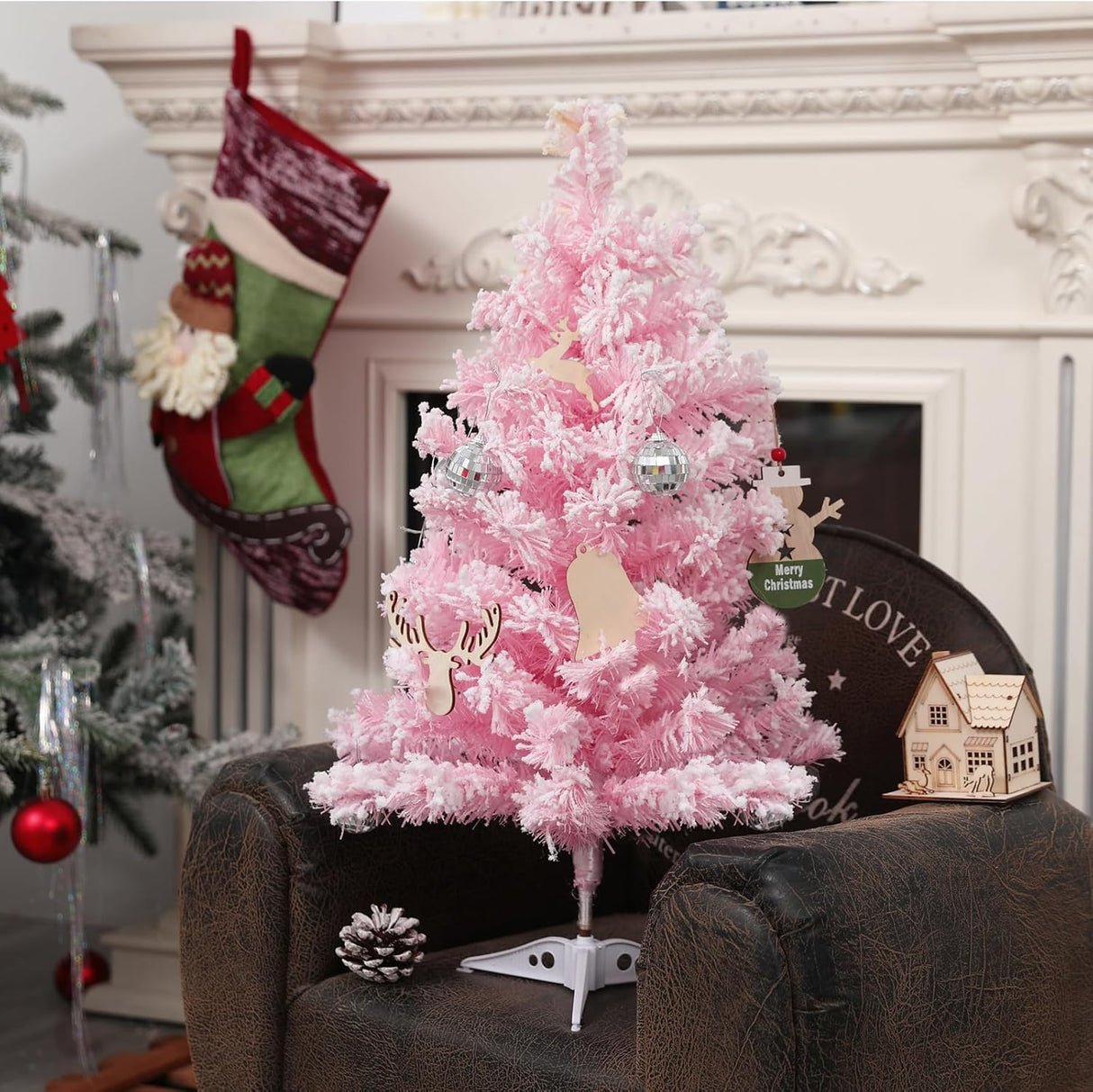 Árbol de Navidad Artificial 2FT Mini con Base Plástica Flocked
