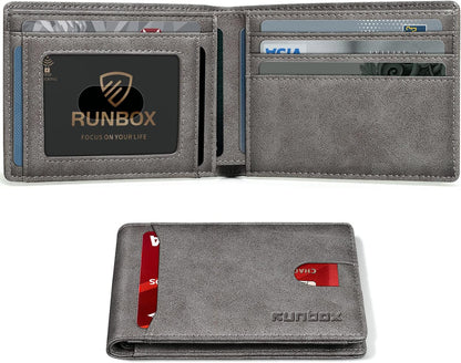 Billetera RUNBOX para hombres, delgada, con RFID, modelo 11CC