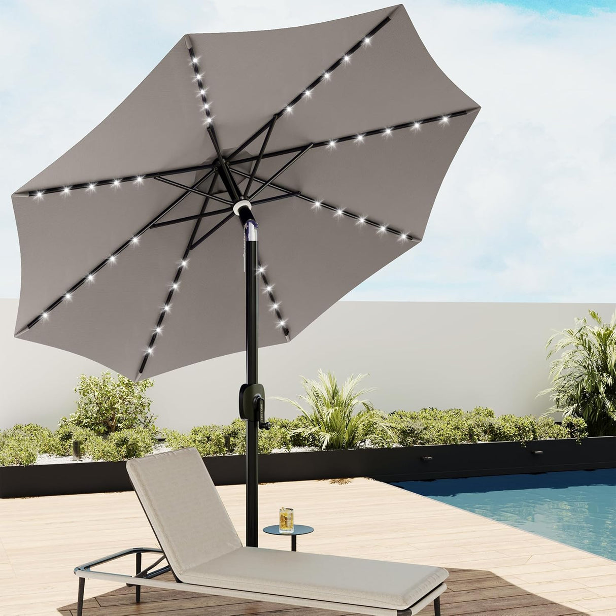 Sombrilla de patio y 8 varillas resistente UPF 50