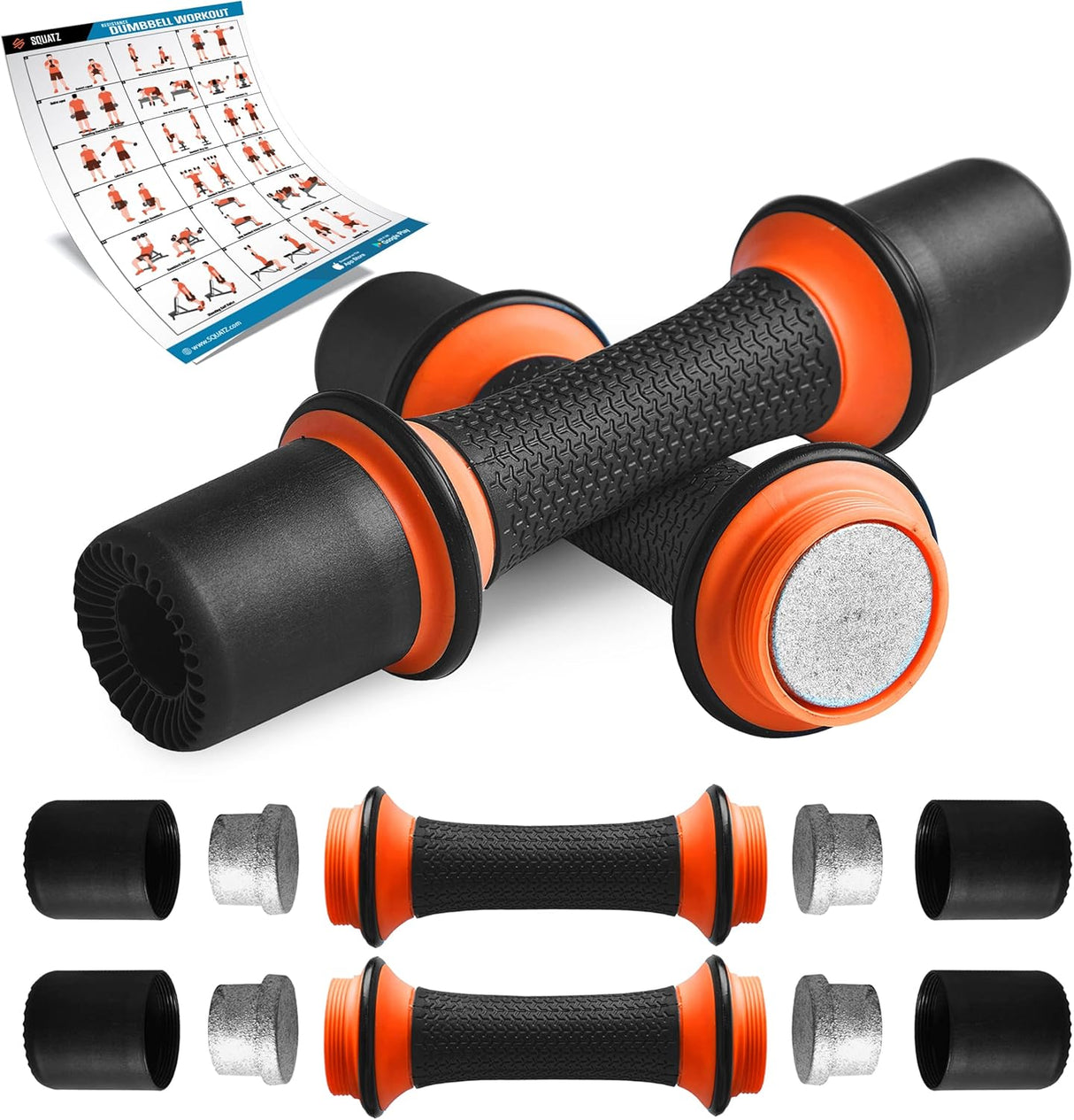 Mancuernas ajustables SQUATZ 3 lbs, neopreno antideslizante