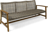 Sofá de madera y mimbre para exterior Marcia 75.50x31.00x31.50