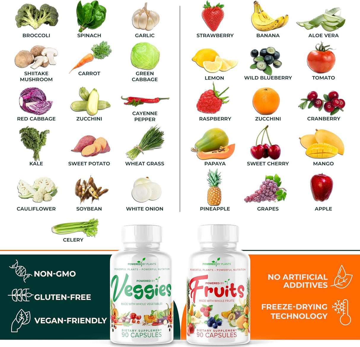 Cápsulas de Frutas y Verduras - Suplemento Natural - Pack 2