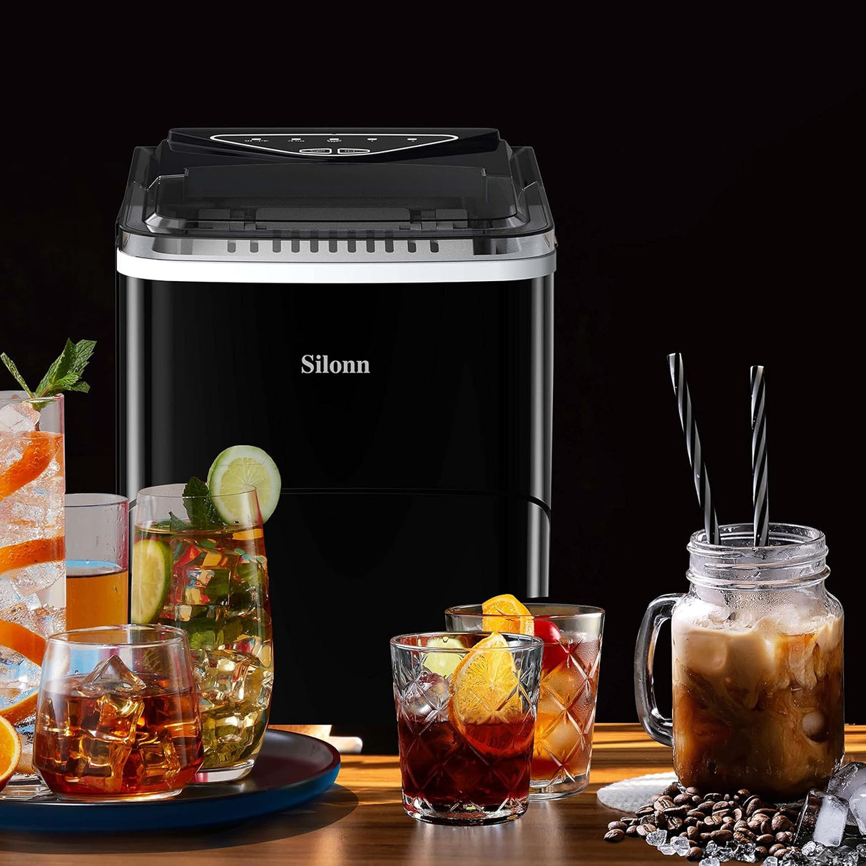 Máquina de Hielo Silonn, 9 Cubos en 6 Min, Auto-Limpieza